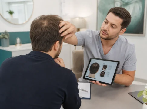Hair-restoration consultation and scalp assessment
