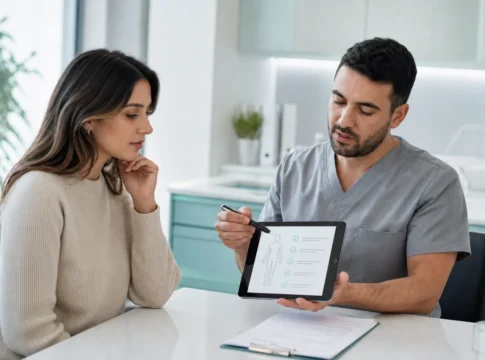 Plastic-surgery consultation and treatment-planning discussion