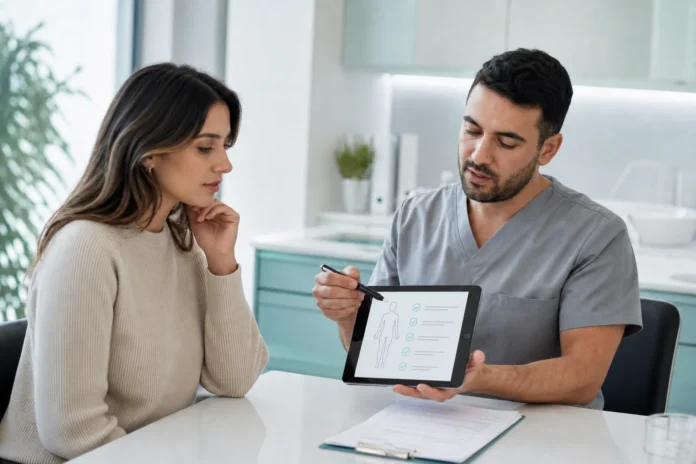 Plastic-surgery consultation and treatment-planning discussion